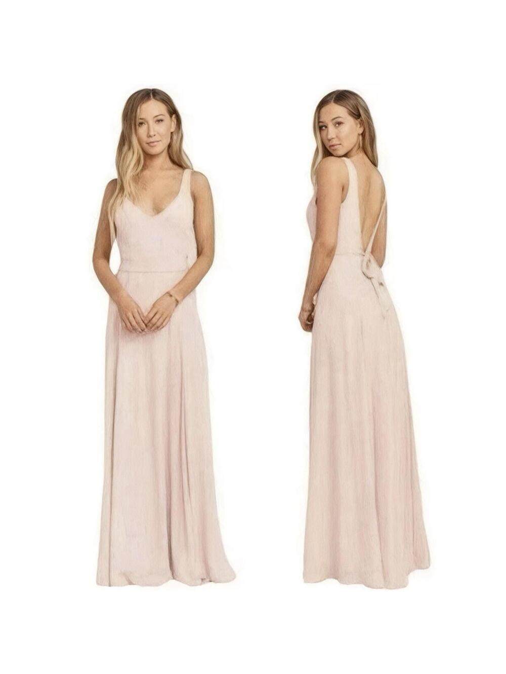 Show Me Your MuMu Jenn Maxi Dress Dusty Blush Crisp Chiffon Low Back Medium